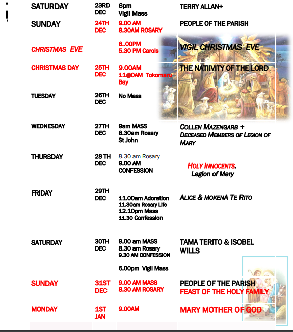 Mass Times – St Mary's Star of the Sea Catholic Parish
